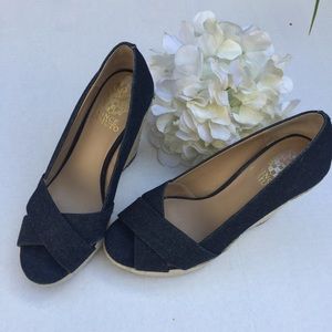 Vince Camuto Denim Wedge Size 6